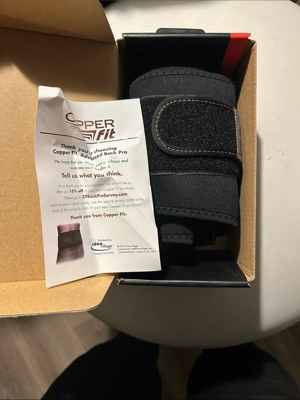 Copper Fit Back Pro Compression Support Belt - Black (S/M)